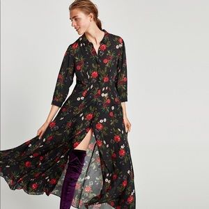 Zara Roses Shirt Dress